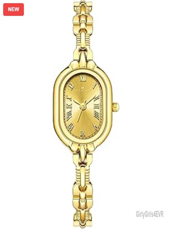 Quartz Wrist Watch with Gold Stainless Steel Band and Oval Dial main image 7